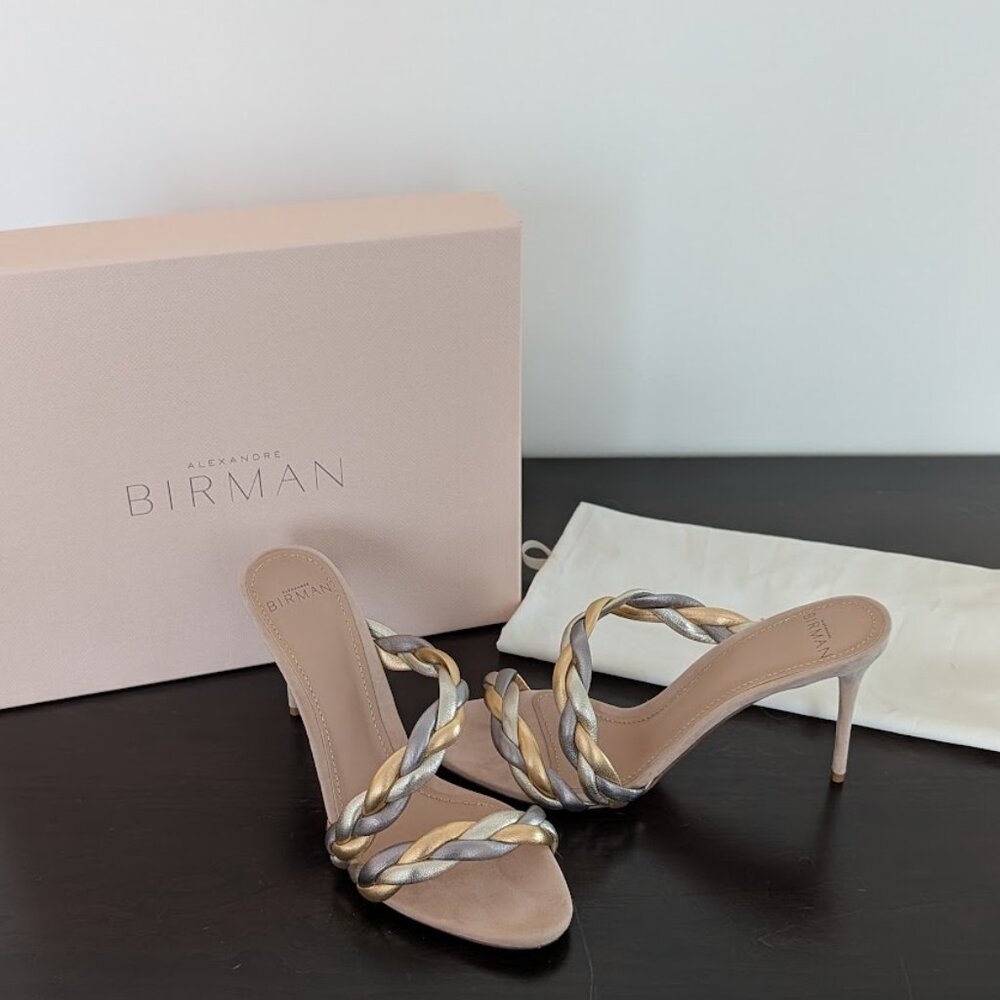 ALEXANDRE BIRMAN Selena 85 Tricolor Metallic Braided Sandal - 37.5